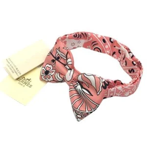 Unused HERMES TIE Authentic No Box Bow Flower Blooming Fabric Pink Aq10476 - Picture 1 of 3