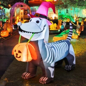 GOOSH 5.5 FT Halloween Inflatables Outdoor Decorations Skeleton Puppy Inflata... - Picture 1 of 6