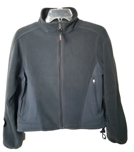 LL Bean Fleece Jacket Women's M Full Zip Dark Gray Made in USA - Picture 1 of 16