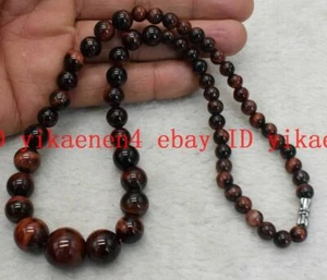 New 6-14mm Red Tiger's Eye Gemstone Round Beads Necklace 18'' AAA - Picture 1 of 12