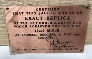 Réplica exacta de la insignia de coche récord de 132,6 MPH certificada por Jaguar de colección - Imagen 1 de 2