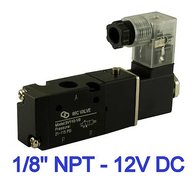 WIC VALVE 1/8" 3 Way 2 Position Directional Control Electric Air Solenoid Valve 12V DC