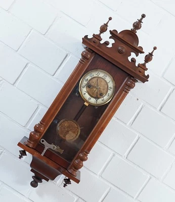 elegant cantilever regulator wall clock half hour strike Wilhelminian period ... - Image 1 of 4