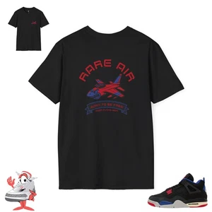 Camisa a juego para Air Jordan Retro 4 Rara Air Negra Roja Azul Zapatilla Camiseta a juego - Imagen 1 de 9