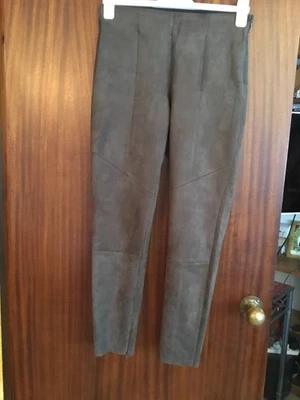 Zara Basic Brown Faux Suede Leggings Trousers Side Zip Size M - Image 1 of 3
