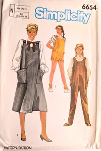 Simplicity Sewing Pattern Maternity Women's OVERALLS JUMPER 6654 10-12-14 UNCUT - Picture 1 of 5