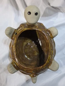Vintage Studio Pottery Turtle Planter Clay Pot Stoneware Hangable - Picture 1 of 6