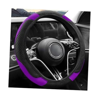 Car Steering Wheel Cover, 15 Inch Anti Slip Leather Elastic Steering Purple - Image 1 of 4