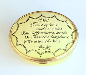 Beautiful Vtg Bilston & Battersea Cartier NY Yellow Enamel Optimist Trinket Box - Picture 1 of 5