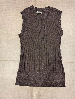 Top Acanalado Joie Bodycon Rich Marrón Plata Verde Metálico Usado en Excelente Condición M Mediano Foto 1 de 4