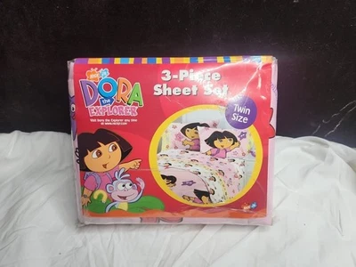 Juego de sábanas dobles de tres piezas Dora The Explorer 2003 ¡Nuevo sellado de fábrica! Rosa Foto 1 de 4