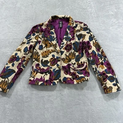 Blazer Top W Work To Weekend Mujer 8 Púrpura Pana Vintage Floral Boho Foto 1 de 4