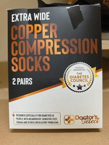 Doctor's Select Copper Compression Socks Wide Calf Size 5XL 2 Pairs New - Picture 1 of 5