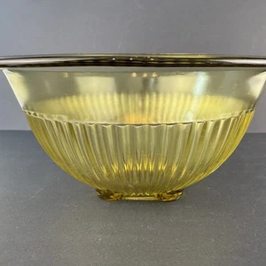 1940s-50s Federal Glass Amber Ribbed Mixing Bowl 11 5/8” Large Square Base. - Picture 1 of 6