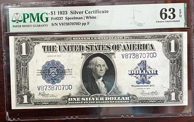Fr# 237 $1   1923 Silver Certificate PMG Choice Uncirculated 63 EPQ. - Image 1 of 4