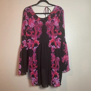 Intimate Free People XS Symphony Swing Minikleid transparent Blumen Glockenärmel - Bild 1 von 8