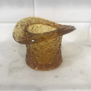 Vtg Fenton Amber Glass TopHat Toothpick Holder 2.5" Mini Vase - Picture 1 of 6