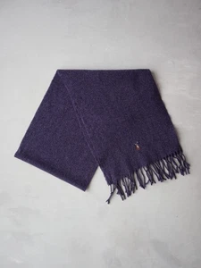Vintage Polo Ralph Lauren 100% Lambswool Fringe Scarf Purple - Picture 1 of 4