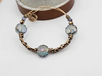 Alex and Ani Enchanted Mulberry Glass Beaded Gold Bangle Bracelet ✨️❄️ - Image 1 of 4