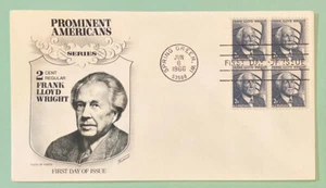 Sc 1280 2c 1966 Frank Lloyd Wright Block/4 FDC Fleetwood Cachet - Picture 1 of 3