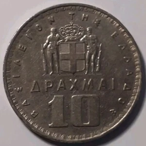 Greece 10 Drachma Date 1959 . Grade VF - Picture 1 of 3