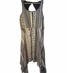Y2K Maurices Damen Kleid groß gestreift Taschentuch Häkel Boho Hippie Western - Bild 1 von 10