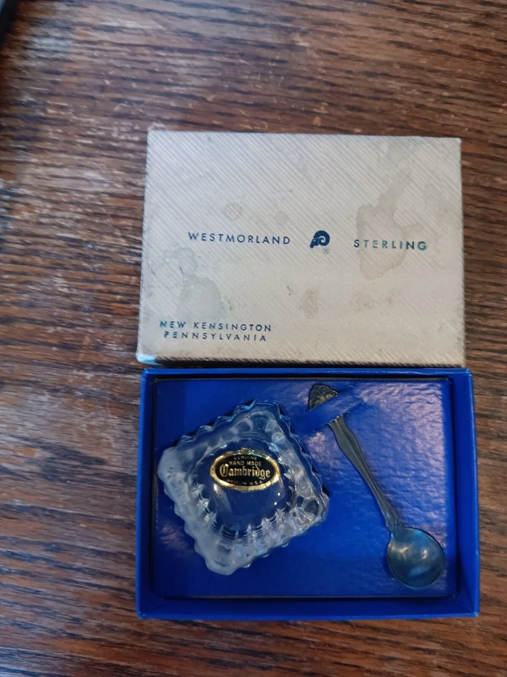 Juego de salsa de plata de ley vintage, Westmorland, años 40 en caja original Foto 1 de 1