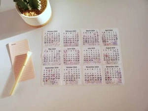 Mini Calendar Stickers with Flowers for Planners and Journals | Monthly Stickers - Picture 1 of 10