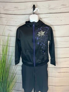 Zip Front Hoodie Jacket L (12) Black Purple Brothers - Picture 1 of 2