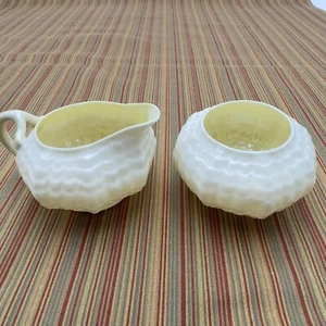 Vintage Belleek Ireland Creamer and Open Sugar Sea Shell Bone China Nautical - Picture 1 of 11