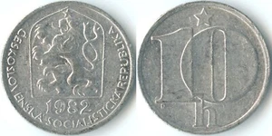 Czechoslovakia 1982 10 Haleru KM# 80 Aluminum Socialist Republic Arms Lion Star - Picture 1 of 3