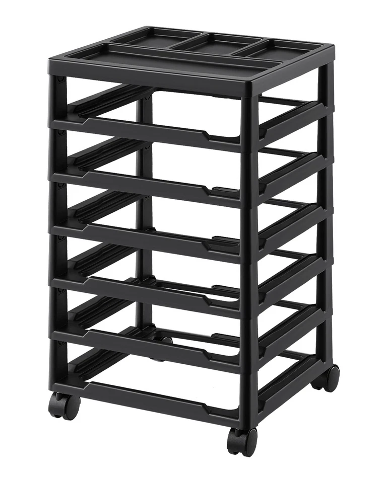 Scrapbook Rolling Storage Cart 6-Tier Large Capacity with Organizer Top Black - Image 1 of 4