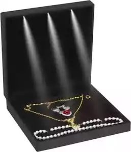Conjunto de Joyería de Terciopelo Grande Caja de Regalo Collar Caja con Luz LED Elegante Terciopelo - Imagen 1 de 2