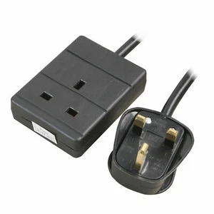3M 1 Gang Simple Voie GB 13A Alimentation Secteur Prise Extension Câble Noir [ - Photo 1/3