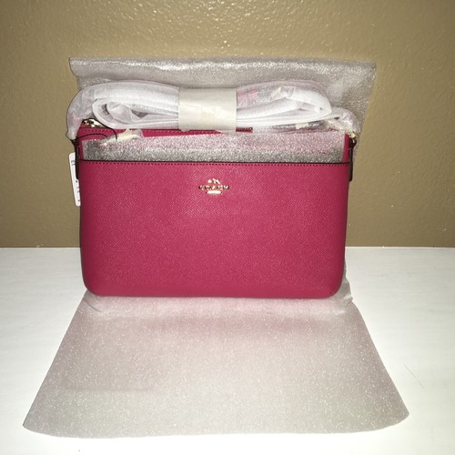 Borsa Coach East West Pop CROSSBODY ROSA PELLE in pensione tasca rimovibile con cerniera