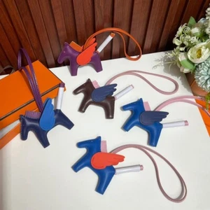 New arrival 5 Color Lambskin Mini Rodeo Horse bag Charm With Lambskin Pegase - Picture 1 of 10