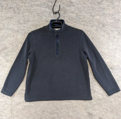 Studio Works Top Womens Medium Petite PM Navy Blue Knit Velour Collar 1/4 Zip - Image 1 of 4