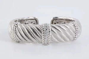 Bracciale Bracciale Bracciale Zirconi Cubici Argento 925 6" Judith Ripka (68,54g.) - Foto 1 di 4