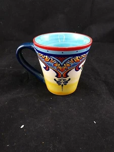 Euro Ceramica Coffee Mug Zanzibar Collection Hand-Painted Cup Colorful Design - Picture 1 of 5
