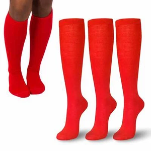 3 Pairs Women Trouser Socks Stretchy Spandex Knee High Comfort Band Red 9-11 XL - Picture 1 of 1