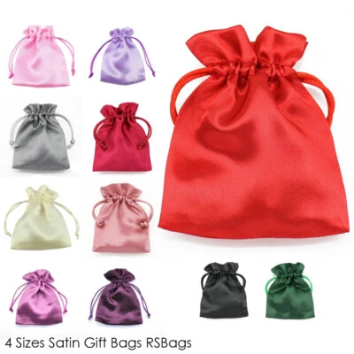 VDL Satin Gift Bags Drawstring Silky Jewellery Pouches Wedding Favour 4 Sizes - Image 1 of 4