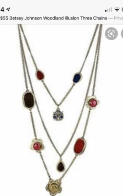 $55 VTG APOSENTADO Betsey Johnson Woodland Illusion Three Chains # BK3 - Imagem 1 de 2