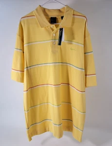 Kani Gold Mens Shirt XL Yellow Striped Polo Golf 3 Button Tennis Style NWT - Picture 1 of 14