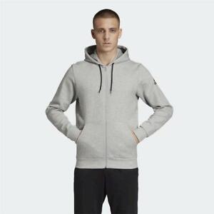 Mens adidas Must Have FZ Light Grey Heather/Black Hooded Top (TA2) RRP £59.99