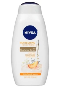 NIVEA White Peach and Jasmine Body Wash 20 Fl Oz with Nourishing Serum Dry Skin - Picture 1 of 9