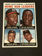 1964 Topps Baseball #9 National League  Home Run Leaders EX/EX+ 4 HOF Aaron Mays