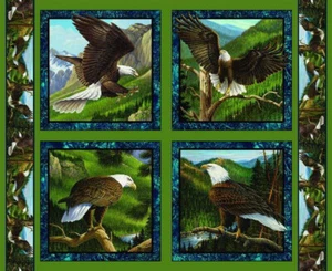 Flying High Bald Eagle John Wilson 36x44" Cotton Pillow Panel Set - Picture 1 of 1