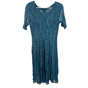 American Angel Teal Lace Maxi layered crinkle broomstick dress M whimsigoth vtg - Picture 1 of 14