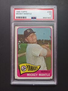1965 Topps #350 Mickey Mantle PSA 3 VG New York Yankees HOF