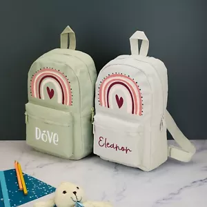 Personalisierter Regenbogen Kinder Rucksack individuell mit Namen Farbwahl Schultasche - Bild 1 von 23